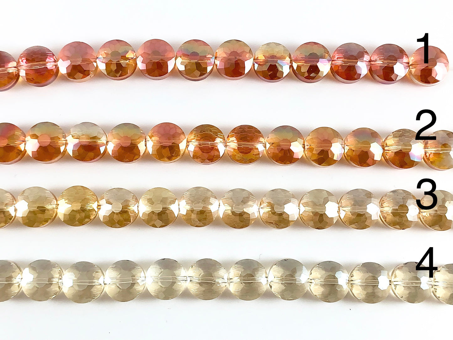 Faceted Shiny 12mm Glass Coin Crystal Strands