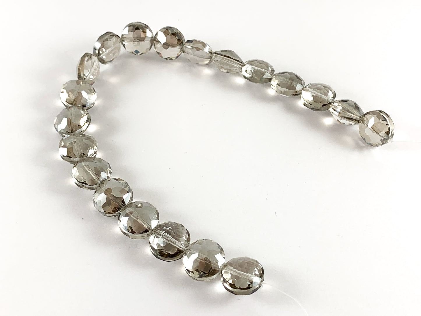 Faceted Shiny 12mm Glass Coin Crystal Strands
