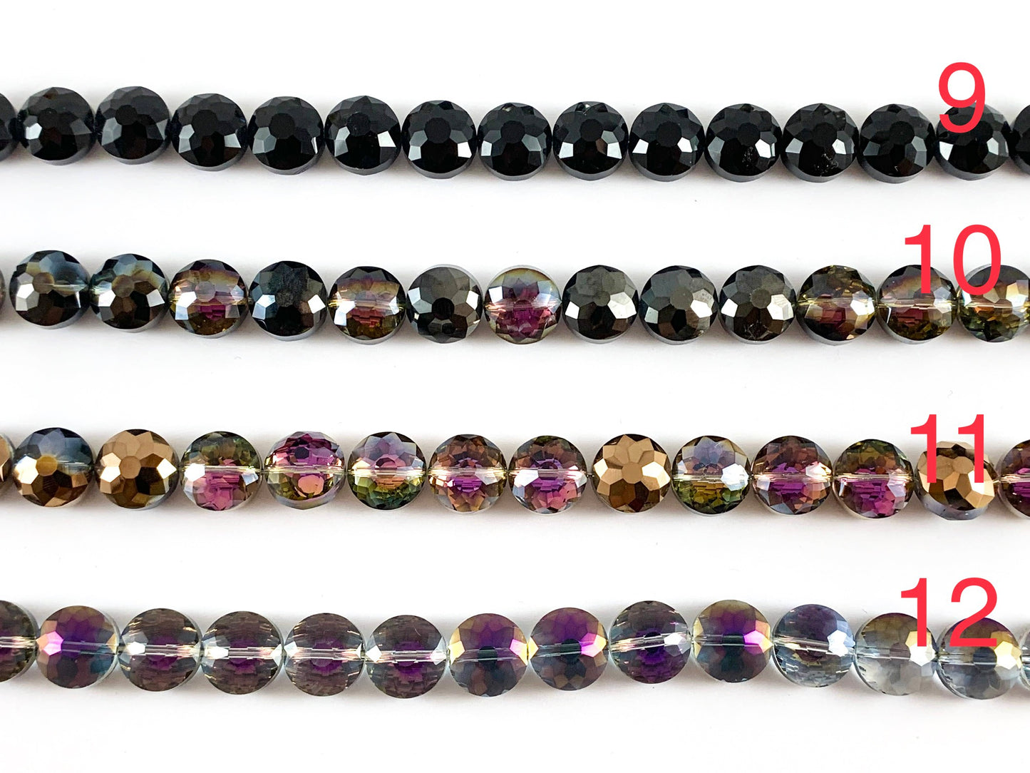 Faceted Shiny 12mm Glass Coin Crystal Strands