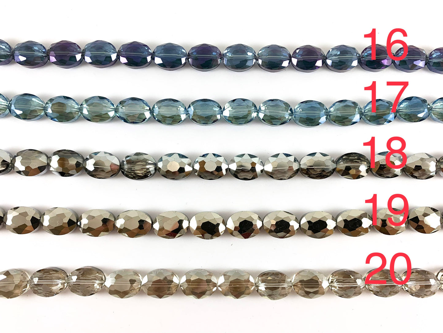 Faceted Shiny 12x16mm Dyed Glass Oval Crystal Strands