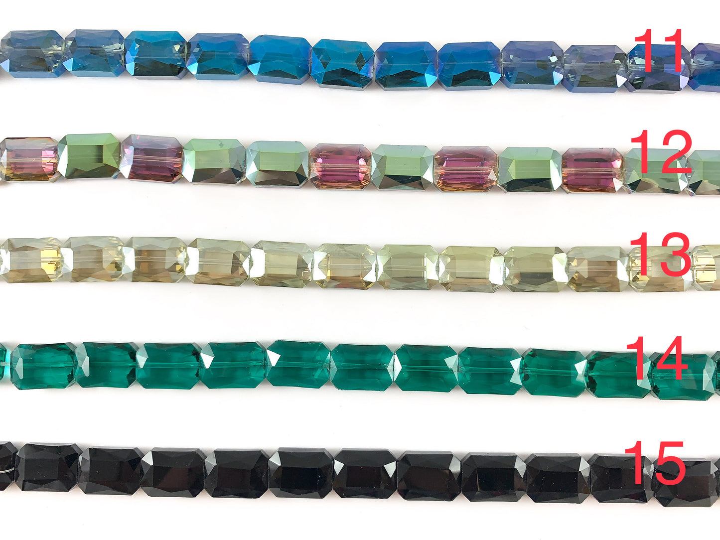 Faceted Shiny 13x18mm Dyed Glass Rectangle Crystal Strands