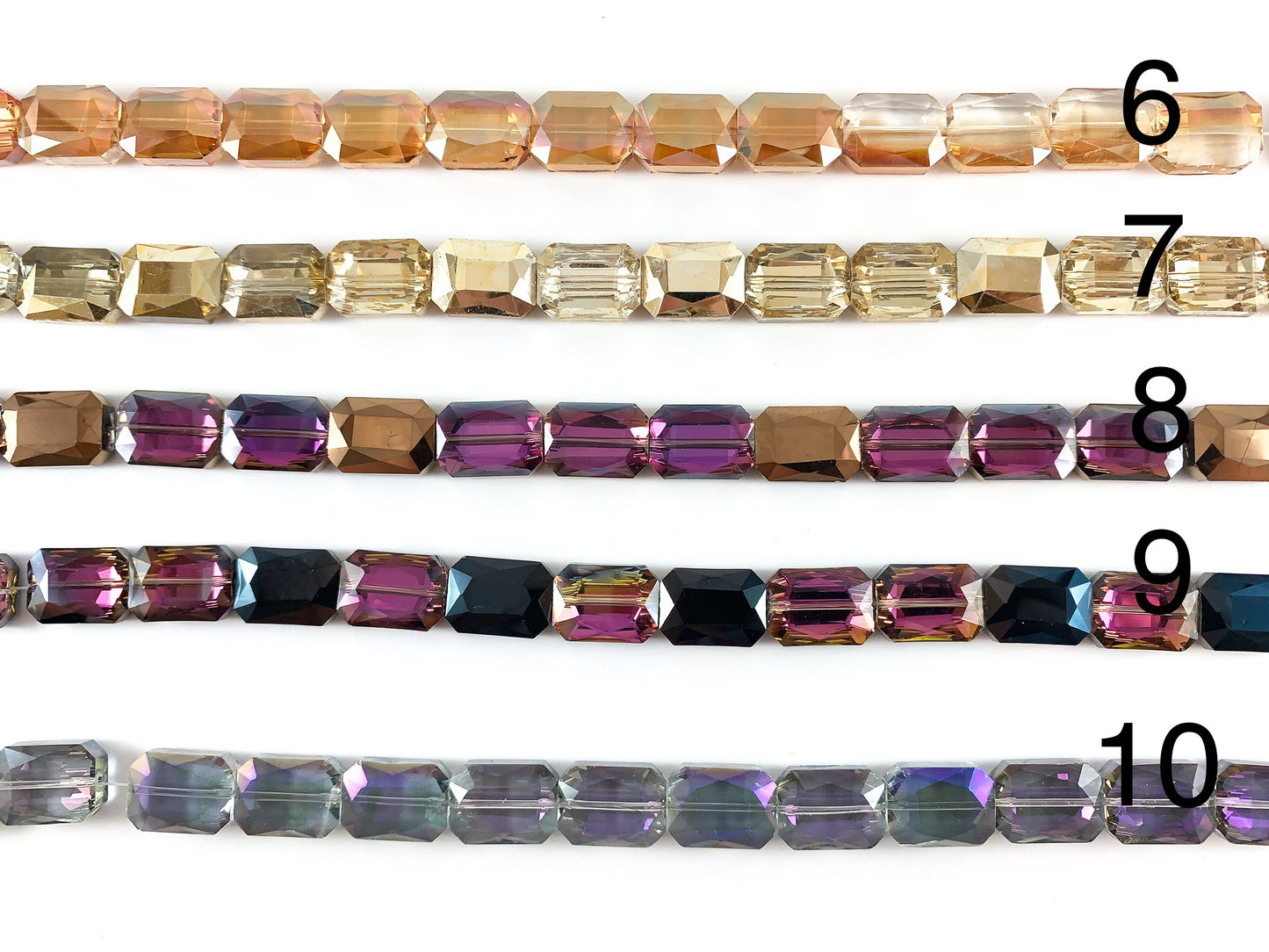 Faceted Shiny 13x18mm Dyed Glass Rectangle Crystal Strands