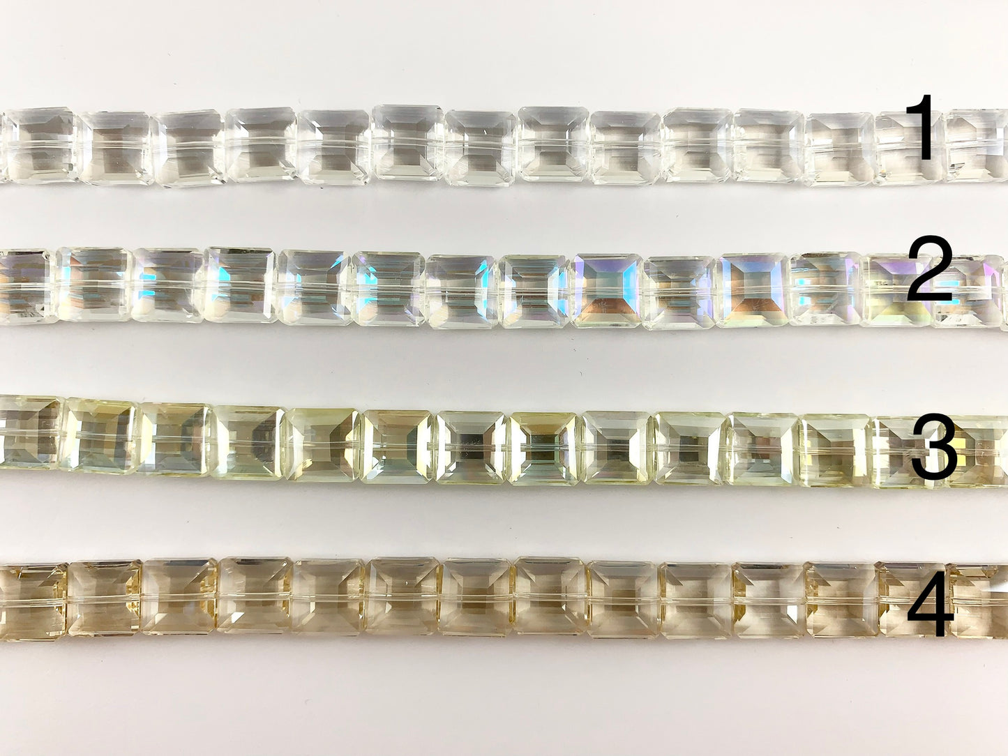 Faceted Shiny 13mm Glass Square Crystal Strands