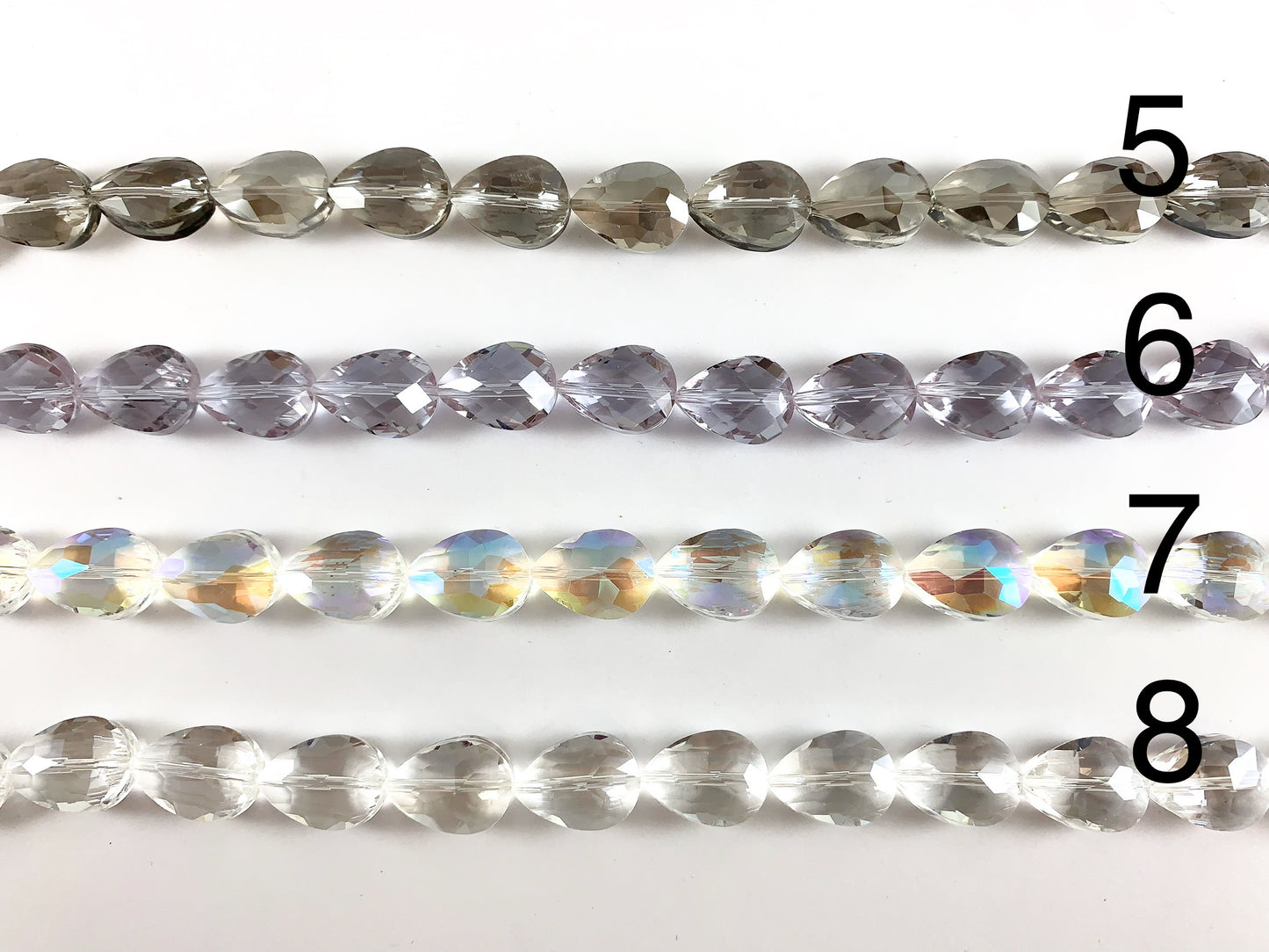 Faceted Shiny 13x18mm Dyed Glass Teardrop Crystal Strands