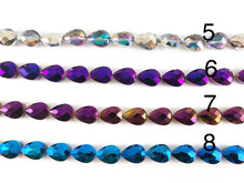 Load image into Gallery viewer, Faceted Shiny 13x18mm Dyed Metallic Glass Teardrop Crystal Strands
