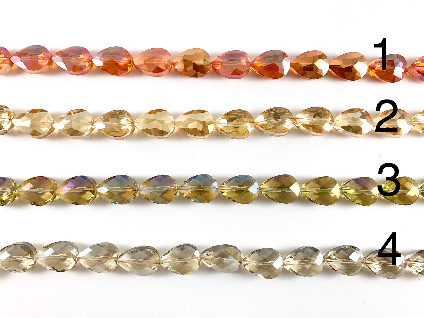 Faceted Shiny 13x18mm Dyed Glass Teardrop Crystal Strands