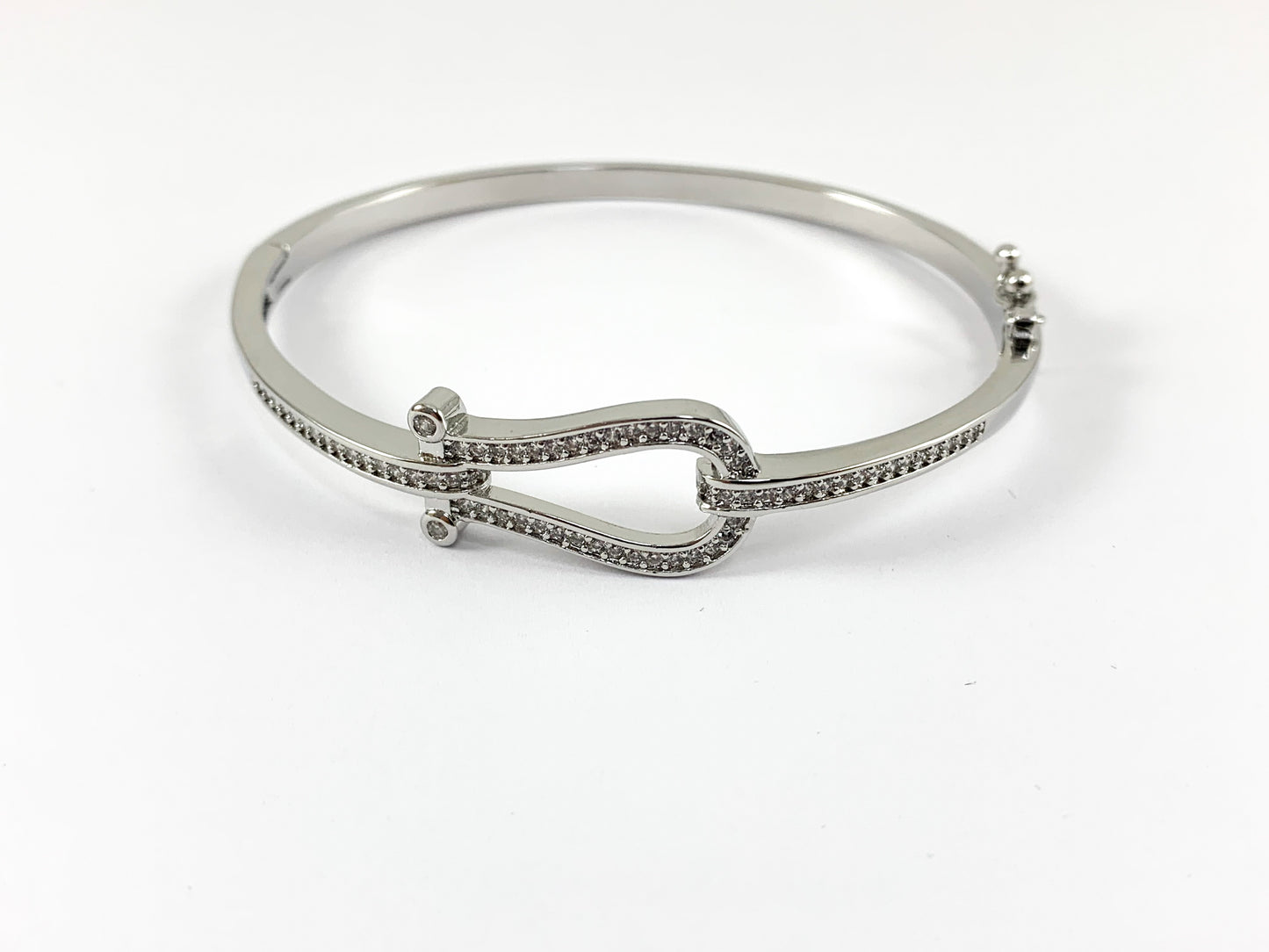 Real Gold/Platinum 18K Plated Copper CZ Pave Buckle Bracelet Cuffs