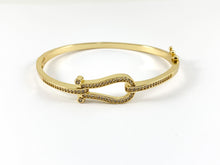 Load image into Gallery viewer, Real Gold/Platinum 18K Plated Copper CZ Pave Buckle Bracelet Cuffs
