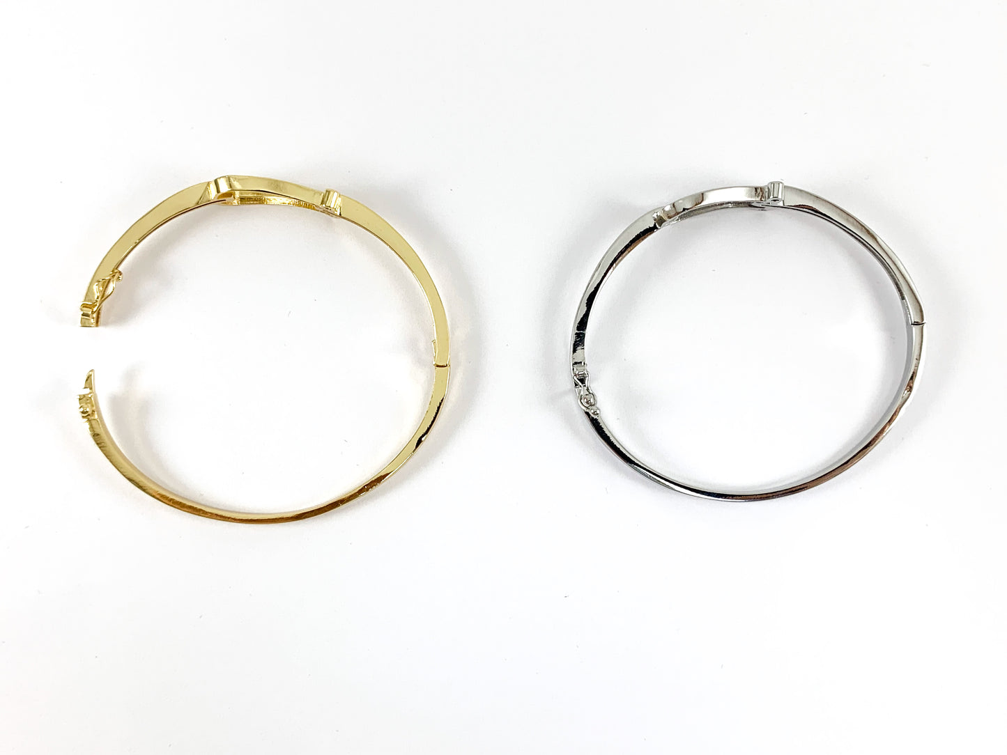 Real Gold/Platinum 18K Plated Copper CZ Pave Buckle Bracelet Cuffs