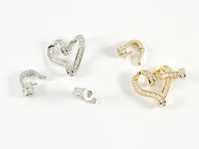 Load image into Gallery viewer, Heart Shaped CZ Baguette Clasps Findings in 18K Gold or Silver Plated over Copper 3 pieces
