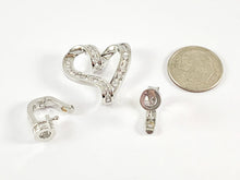 Load image into Gallery viewer, Heart Shaped CZ Baguette Clasps Findings in 18K Gold or Silver Plated over Copper 3 pieces
