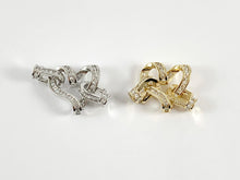 Load image into Gallery viewer, Heart Shaped CZ Baguette Clasps Findings in 18K Gold or Silver Plated over Copper 3 pieces
