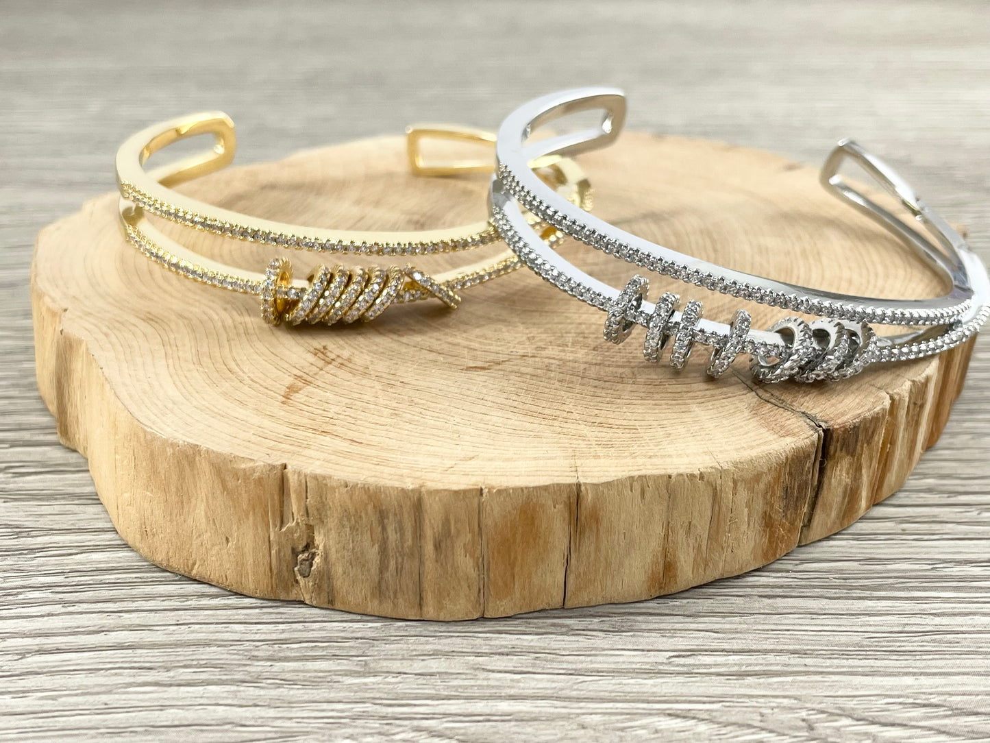 Criss Cross Dangle Coin Shiny Adjustable Bracelet Cuffs Real Gold/Silver 18K Plated CZ Pave over Copper 1 cuff