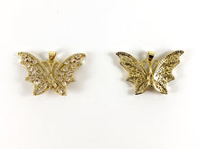 Load image into Gallery viewer, Real Gold/Platinum 18K Plated Micro CZ Butterfly Pave Pendant Over Brass 2pcs
