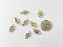 Load image into Gallery viewer, Leaf Cluster CZ Pave charms in 18K Gold Plating 8pcs
