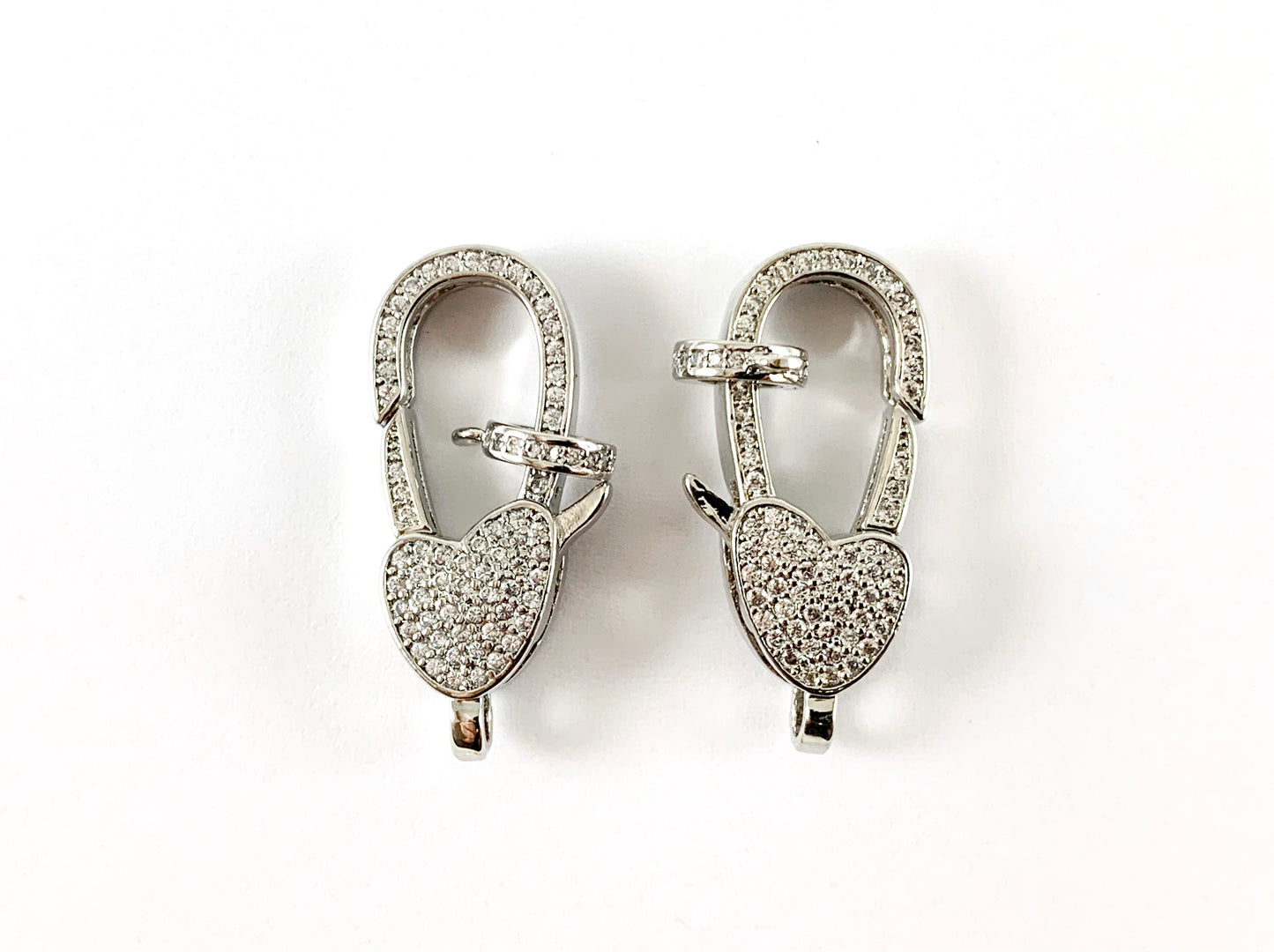 Chapado en oro real/platino en toda la circonita cúbica, cierre de langosta de corazón grande de lujo sobre latón, 3 piezas