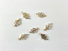 Load image into Gallery viewer, Leaf Cluster CZ Pave charms in 18K Gold Plating 8pcs
