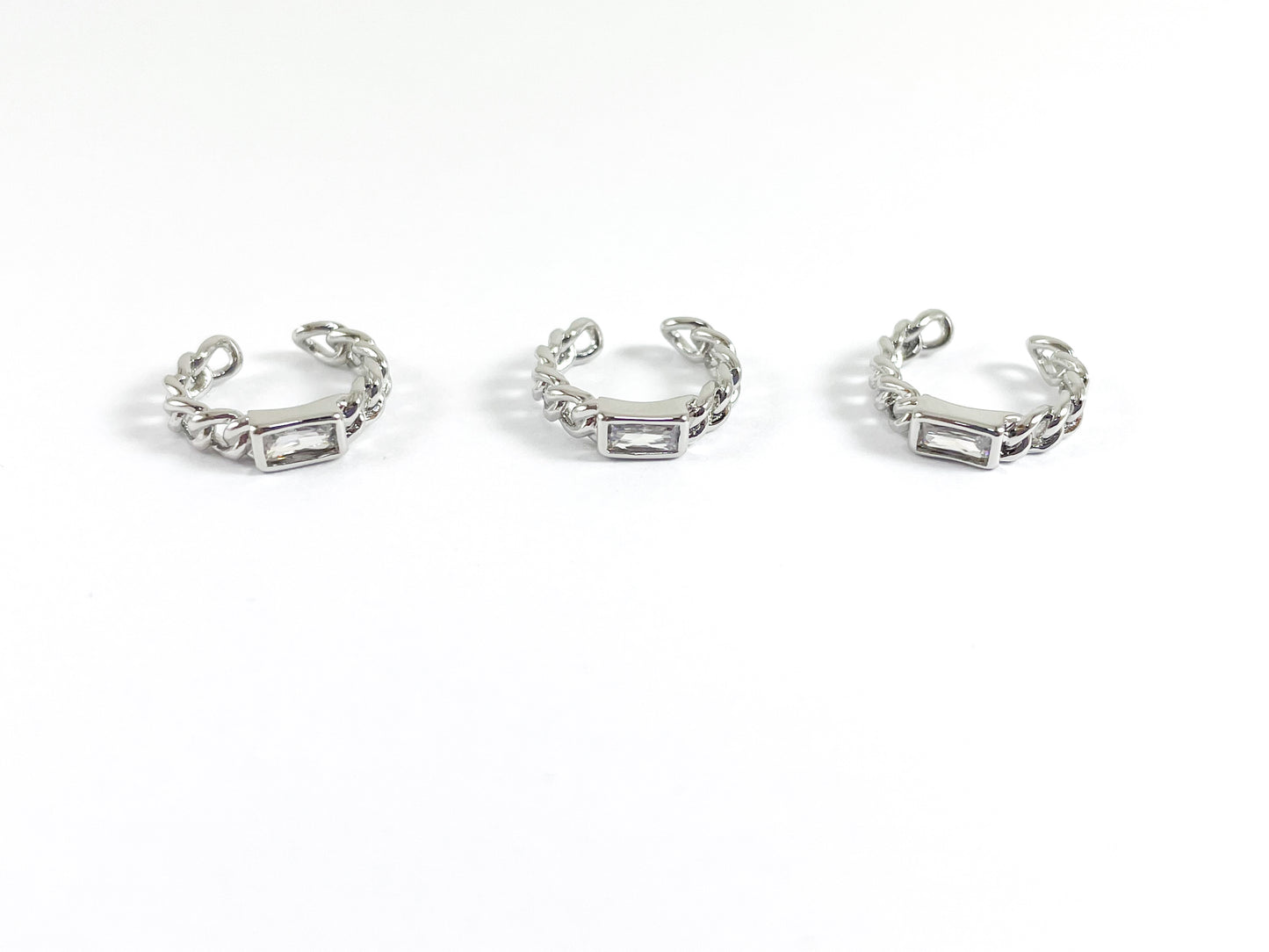 Real Gold 18K/Platinum Plated Copper CZ Pave Dainty Link Ear Cuffs (No Piercing!!) 6pc