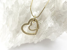 Load image into Gallery viewer, 18K Gold/Platinum Micro CZ Pave Hollow Side Heart Pave Dangle Pendant Over Brass 3pcs
