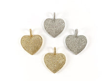 Load image into Gallery viewer, Real Gold/Platinum 18K Plated Micro CZ Heart Pave Pendant Over Brass 3pcs
