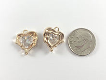 Load image into Gallery viewer, Real Gold 18K Plated Micro CZ Melting Heart Pave Charm Over Brass 6 pcs
