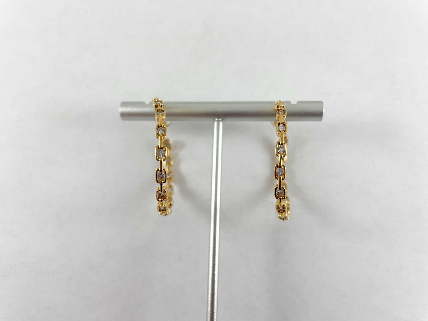 18K Gold and Platinum Plated Dainty Cubic Zirconia Earring Hoop Over Copper 3pairs