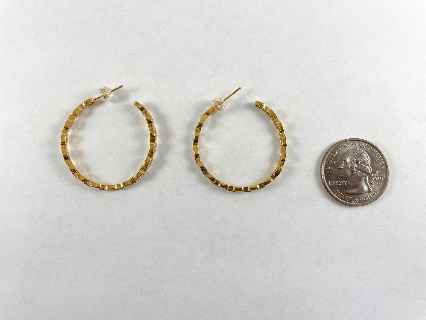 18K Gold and Platinum Plated Dainty Cubic Zirconia Earring Hoop Over Copper 3pairs