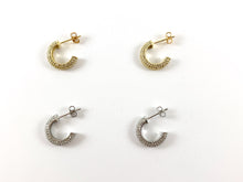 Load image into Gallery viewer, Real Gold 18K Micro Pave CZ Earring Hoop Huggies 3 pairs
