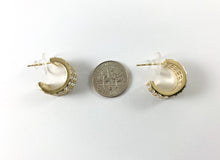 Cargar imagen en el visor de la galería, Deslumbrantes aretes tipo argolla con pavé de circonita cúbica gruesa y diamantes de imitación en oro de 18 quilates o cobre chapado en plata, 3 pares
