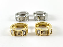 Load image into Gallery viewer, Real Gold 18K Micro Pave CZ Earring Hoop Huggies 3 pairs
