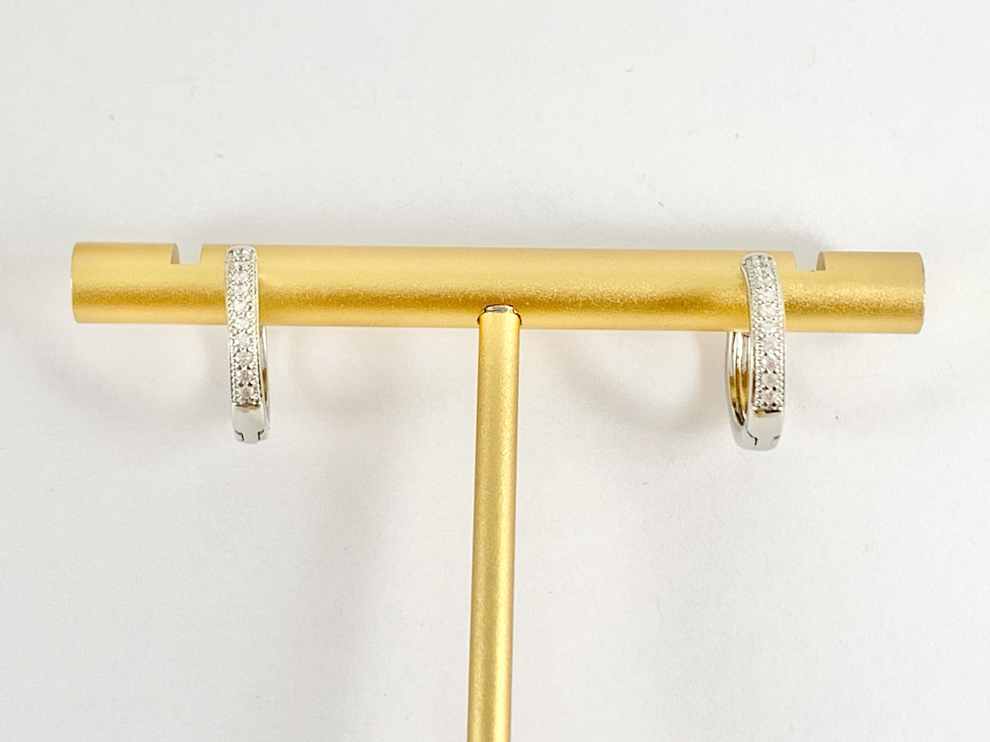 Huggies con pavé de circonita dorada, aretes lisos circulares chapados en oro real o plata de 18 quilates, 5 pares