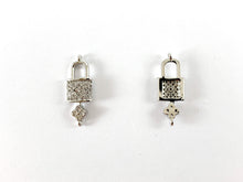 Load image into Gallery viewer, Real 18K Gold/Platinum Plated CZ Pave Tiny Fancy Key Locket Lock Charm Over Copper 5pcs
