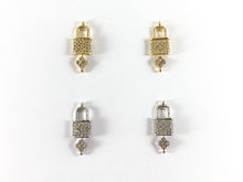 Load image into Gallery viewer, Real 18K Gold/Platinum Plated CZ Pave Tiny Fancy Key Locket Lock Charm Over Copper 5pcs
