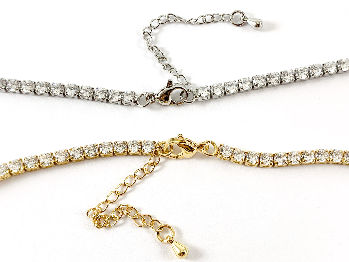 Delicado collar de cadena de copa de diamantes de imitación minimalista, delicado, chapado en oro/platino de 18 quilates, 5 piezas