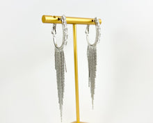 Load image into Gallery viewer, Gold Statement CZ Pave Tassel Earrings in 18K Gold or Silver plated over Copper 1 pair
