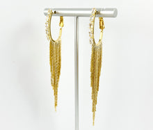 Load image into Gallery viewer, Gold Statement CZ Pave Tassel Earrings in 18K Gold or Silver plated over Copper 1 pair
