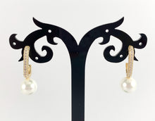 Load image into Gallery viewer, Elegant Pearl Drop Earrings in CZ Pave 18K gold Plated over Copper 3 pairs
