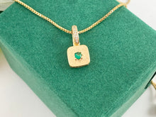 Load image into Gallery viewer, Dainty Emerald Diamond Rhinestone CZ Square Pendants with a Open Bail in 18K Gold plated Copper 6 pcs
