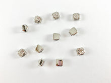 Load image into Gallery viewer, Square Rhinestone Bead 4 hole Slide Spacer Beads in 18K Gold or Silver Plated Copper for Jewelry Making 20pcs
