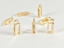 Load image into Gallery viewer, Tiny Gold Rectangle CZ Charms in Real 18K Gold Plated Over Brass 15pcs
