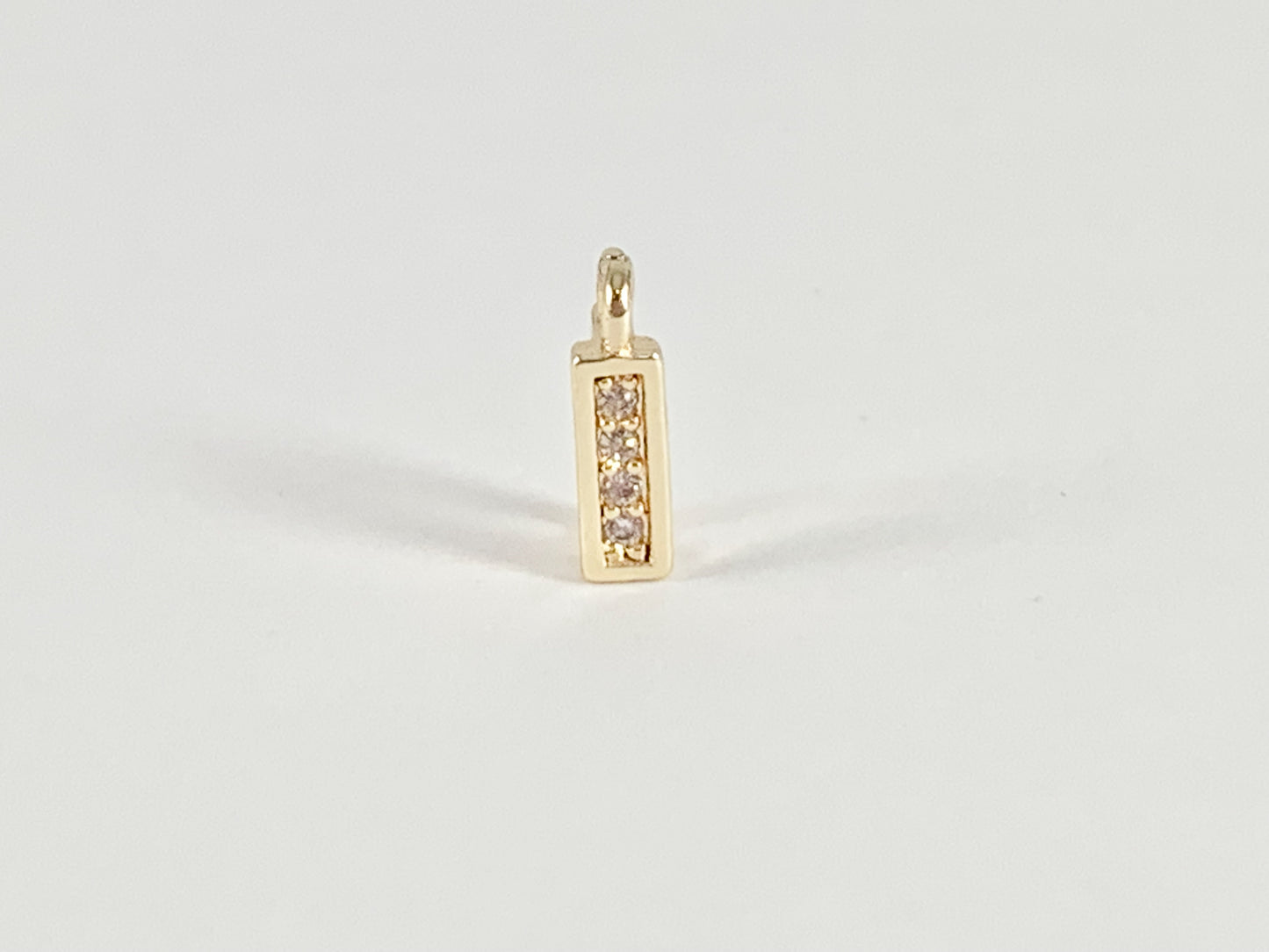 Tiny Gold Rectangle CZ Charms in Real 18K Gold Plated Over Brass 15pcs