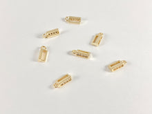 Load image into Gallery viewer, Tiny Gold Rectangle CZ Charms in Real 18K Gold Plated Over Brass 15pcs
