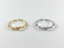 Load image into Gallery viewer, 18K Gold/Silver Plated Copper Adjustable CZ Pave Mini Heart Dainty Ring 5pcs
