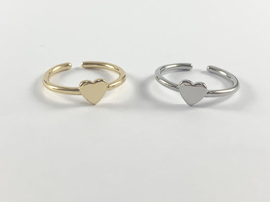 Real Gold/Silver 18K Plated Copper Dainty Heart Adjustable Ring 4pcs