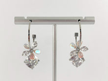 Load image into Gallery viewer, Daisy Diamond Shaped Rhinestone CZ Pave Dangle Earring Hoops in 18K Gold or Silver plated over Copper 2 pairs
