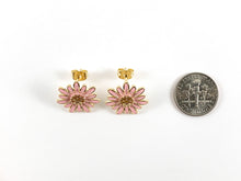 Load image into Gallery viewer, Real 18K Gold Plated Enamel Daisy Flower Earring Post Over Copper 3pairs
