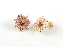 Load image into Gallery viewer, Real 18K Gold Plated Enamel Daisy Flower Earring Post Over Copper 3pairs
