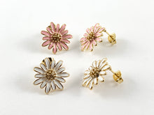 Load image into Gallery viewer, Real 18K Gold Plated Enamel Daisy Flower Earring Post Over Copper 3pairs
