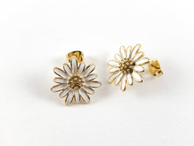 Load image into Gallery viewer, Real 18K Gold Plated Enamel Daisy Flower Earring Post Over Copper 3pairs
