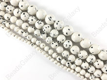 Load image into Gallery viewer, Dalmation Jade - Shiny Smooth Polka Dot Black Flake Round Beads around 15 inch Strands
